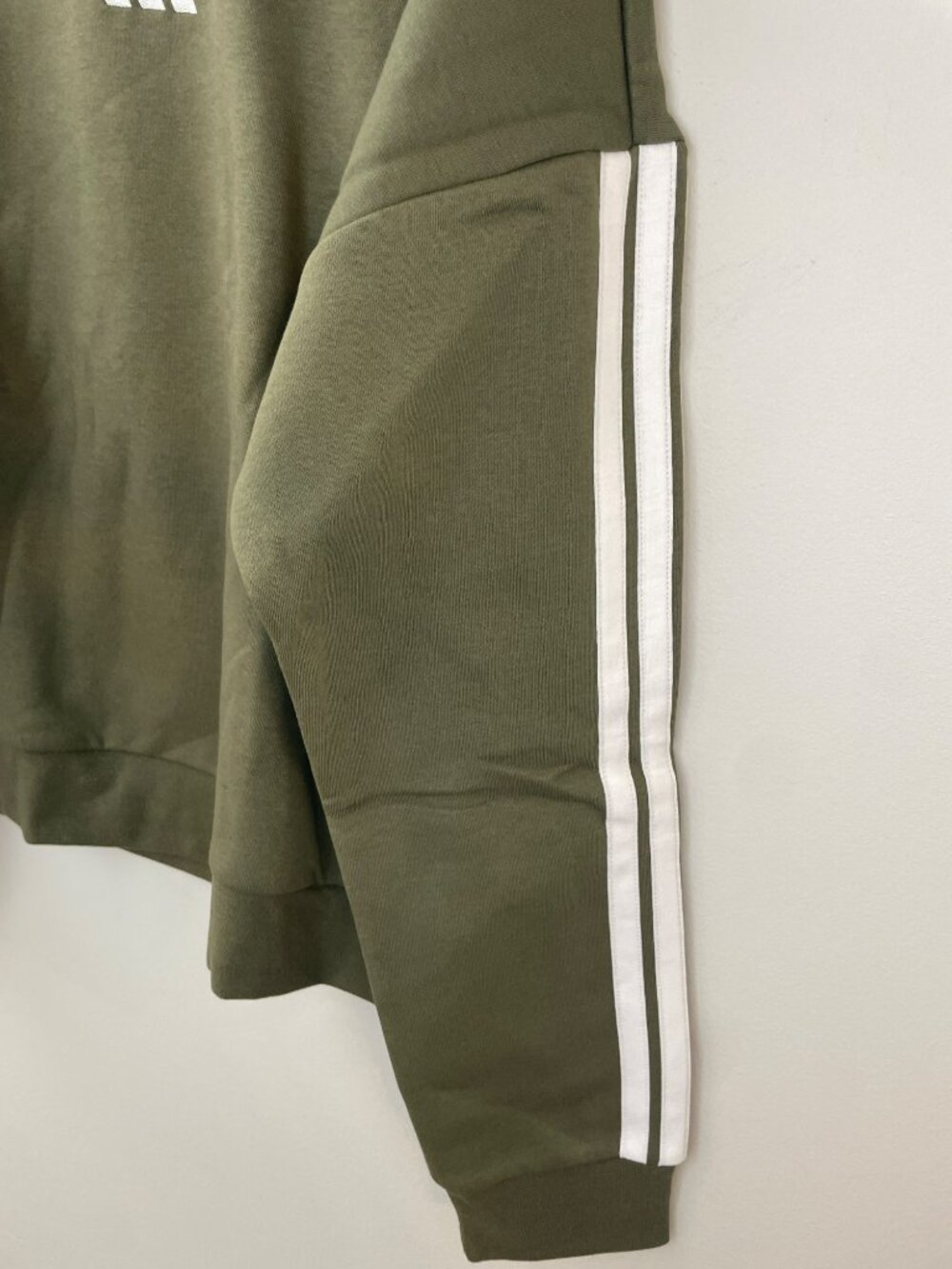 Adidas Olive Sweatshirt Striped Olive Strata White Women's Size L MSRP$55 NWT - Picture 3 of 9